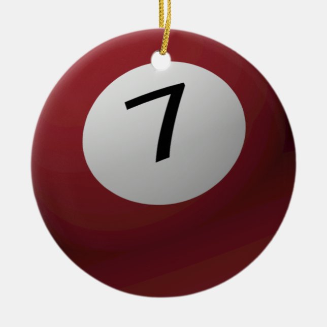 BILLIARD-/BASSÄNGBOLLJULPRYDNAD 7 (SJU) JULGRANSPRYDNAD KERAMIK (Framsidan)