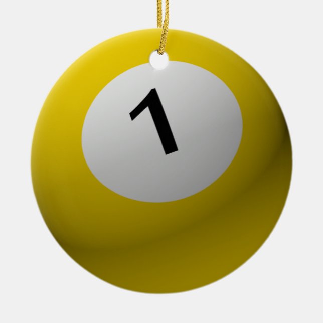BILLIARD BOLL JULGRANSSMYCKE 1 (EN) GUL JULGRANSPRYDNAD KERAMIK (Framsidan)