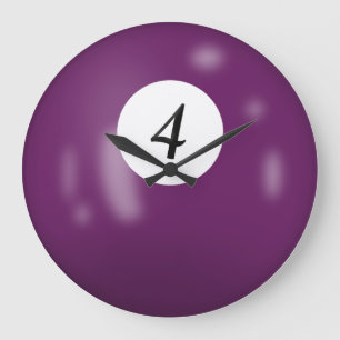 Billiard Boll nummer 4 Stor Klocka