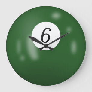 Billiard Boll nummer 6 Stor Klocka