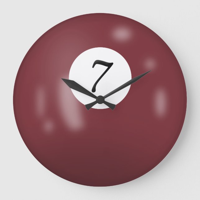 Billiard Boll nummer 7 Stor Klocka (Framsida)
