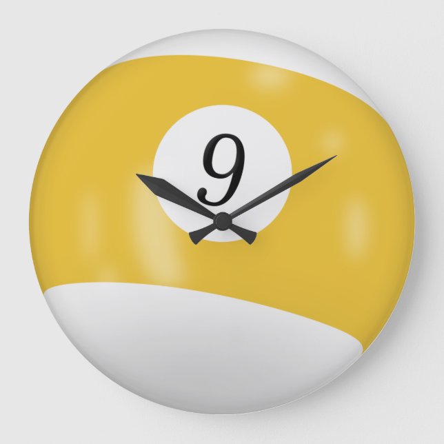 Billiard Boll nummer 9 Stor Klocka (Framsida)