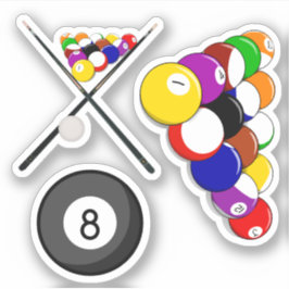Billiard Boll och Cue Sticks Klistermärken