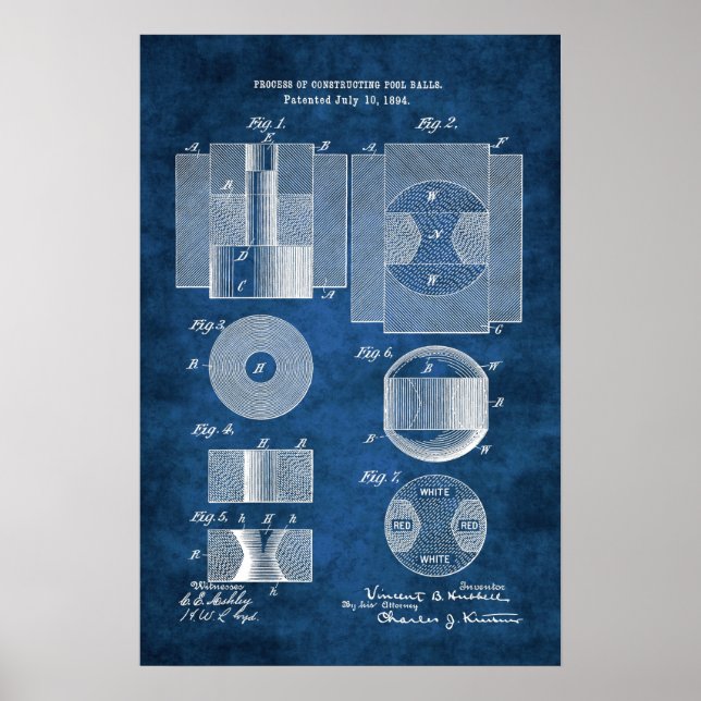 Billiard Boll Patent Art #11 Bassäng Rum Wall Deco Poster (Framsidan)
