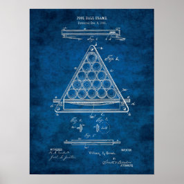 Billiard Boll Patent Art #3 Rec Room Wall Art Poster