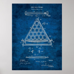 Billiard Boll Patent Art #3 Rec Room Wall Art Poster