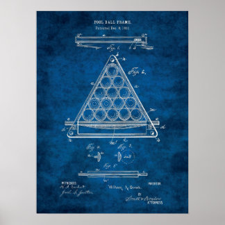 Billiard Boll Patent Art #3 Rec Room Wall Art Poster