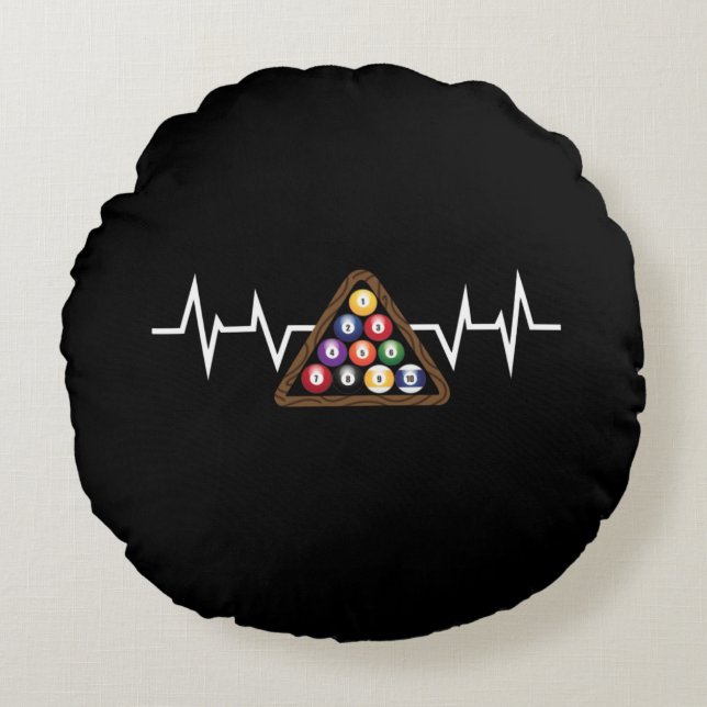 Billiard Boll Rack Heartslag Rund Kudde (Framsidan)