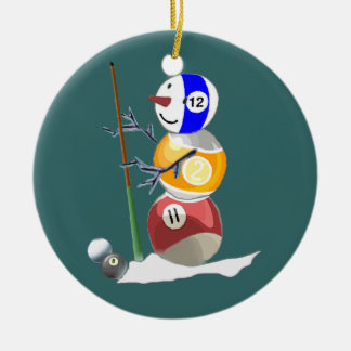 Billiard Boll Snögubbe Julgransprydnad Keramik