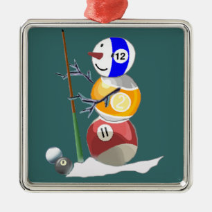 Billiard Boll Snögubbe Julgransprydnad Metall