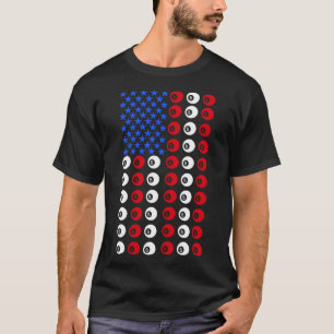 Billiard Boll USA Amerikanska Flagga Bassäng åtta  T Shirt