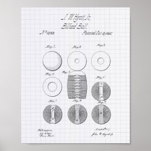 Billiard Bollar 1865 Patent Art - Led Peper Poster