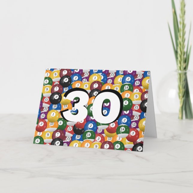 Billiard Bollar 30års födelsedag Kort (Framsida)