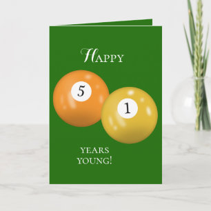 Billiard Bollar 51:a födelsedag Kort
