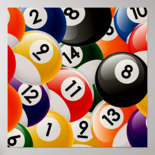 Billiard Bollar Collage Poster
