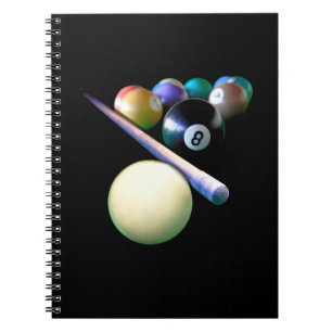 Billiard Bollar Cue Snooker Bassäng Player Anteckningsbok