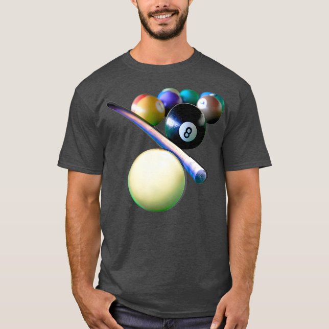 Billiard Bollar Cue Snooker Bassäng Player T Shirt (Framsida)