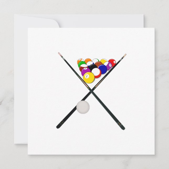 Billiard Bollar och Bassäng Cues Inbjudningar (Framsida)