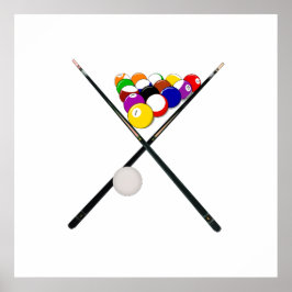 Billiard Bollar och Bassäng Cues Poster