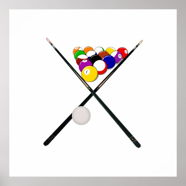 Billiard Bollar och Bassäng Cues Poster (Framsidan)