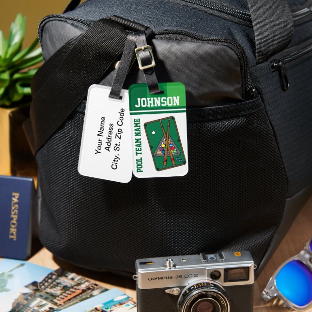 Billiard Bollar 🎱 och Bassäng Stick Bagagebricka (Fram & Baksida)