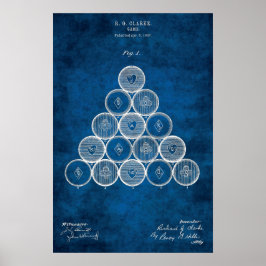 Billiard Bollar Patent Art #1 Bassäng-rumsdekorati Poster