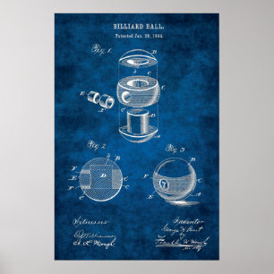 Billiard Bollar Patent Art #2 Bassäng-rumsdekorati Poster