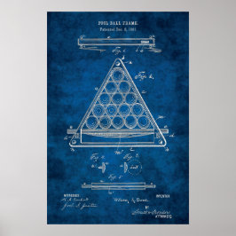 Billiard Bollar Patent Art #3 Bassäng-rumsdekorati Poster