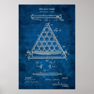 Billiard Bollar Patent Art #3 Bassäng-rumsdekorati Poster