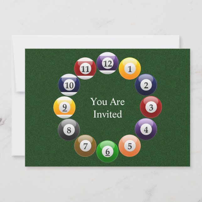 Billiard Bollar Shiny Colorful Bassäng Snooker Spo Inbjudningar (Framsida)
