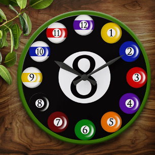 Billiard Bollar Wall Clock Stor Klocka