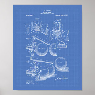 Billiard Bridge 1910 Patent Art - blåkopia Poster