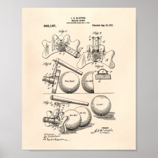 Billiard Bridge 1910 Patent Art - Old Peper Poster