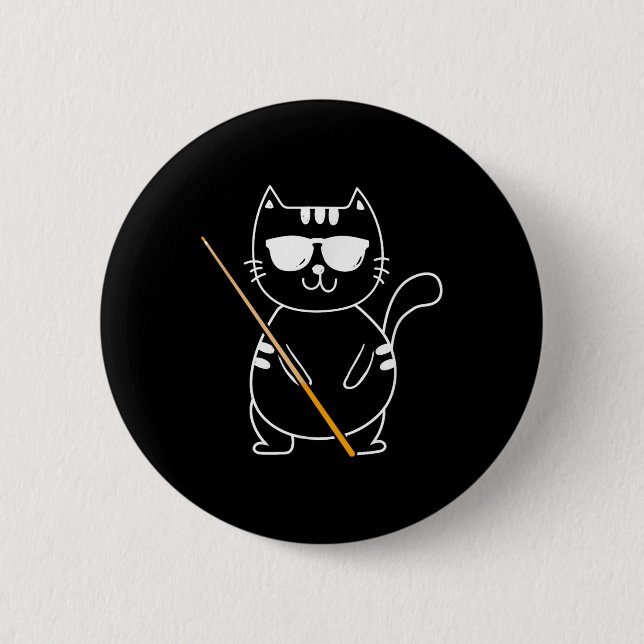 Billiard Cat - Billiard Player Billard 8-boll Bass Knapp (Framsida)