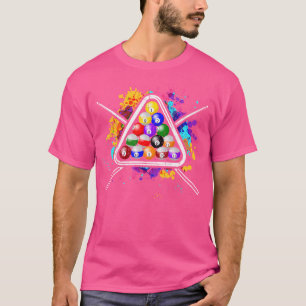 Billiard Cue Bassäng Snooker 8-Boll Cue Chalk Nine T Shirt