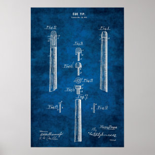 Billiard Cue Patent Art #6 Bassäng rumsdekoration Poster