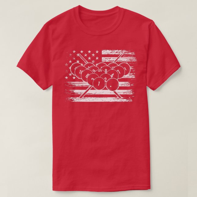 Billiard Flag  Snooker Pool Chalk Billiard Player  T Shirt (Design framsida)
