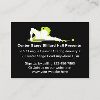 Billiard Hall Promotional Business Cards  Visitkort