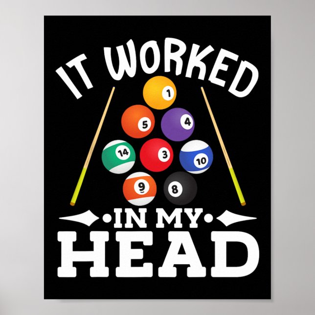 Billiard jobbade i mitt huvud, Bassäng Billiards P Poster (Framsidan)