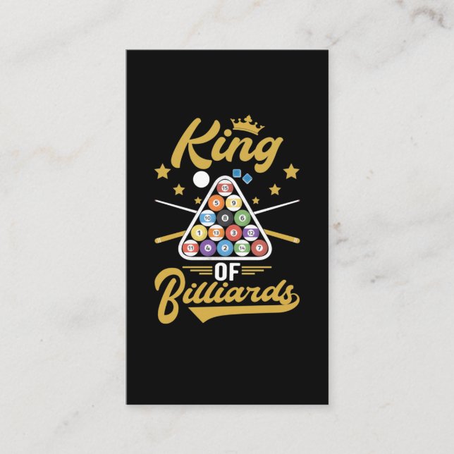 Billiard Kung Snooker Cue Sports Bassäng Player Visitkort (Framsida)