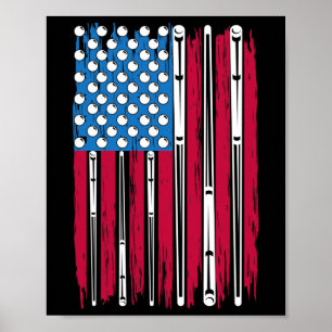 Billiard och amerikansk Flagga tillverkad för en B Poster