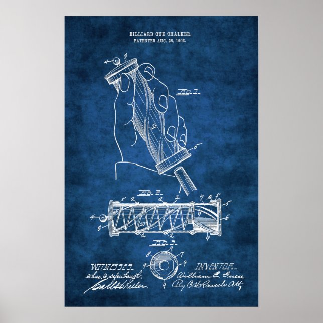 Billiard Patent Art #12 Bassäng rumsdekoration Poster (Framsidan)