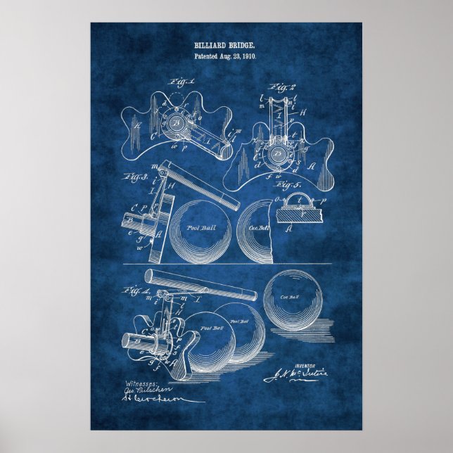 Billiard Patent Art #14 Bassäng rumsdekoration Poster (Framsidan)