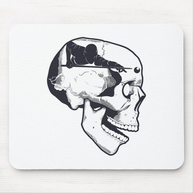 Billiard Player Brain Skull Billiards Bord Rack C Musmatta (Framsidan)