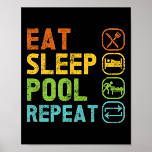 Billiard Player Eat Sover Bassäng Upprepa Bassäng Poster