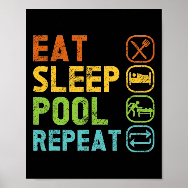 Billiard Player Eat Sover Bassäng Upprepa Bassäng  Poster (Framsidan)