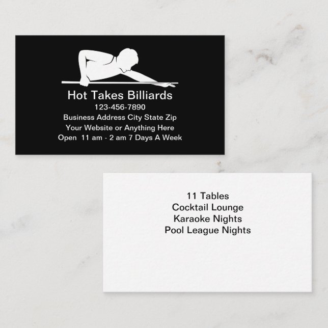 Billiard Pool Hall Business Cards Visitkort (Fram/baksida)