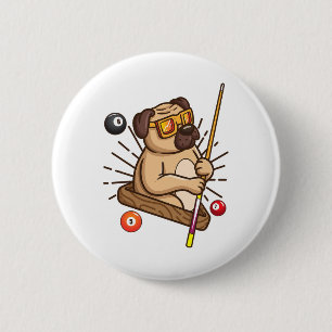 Billiard Pug Hund Hustler Bassäng Girls Snooker-gå Knapp
