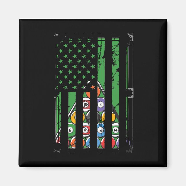 Billiard Rack USA American Flagga Billiards Player Magnet (Framsidan)