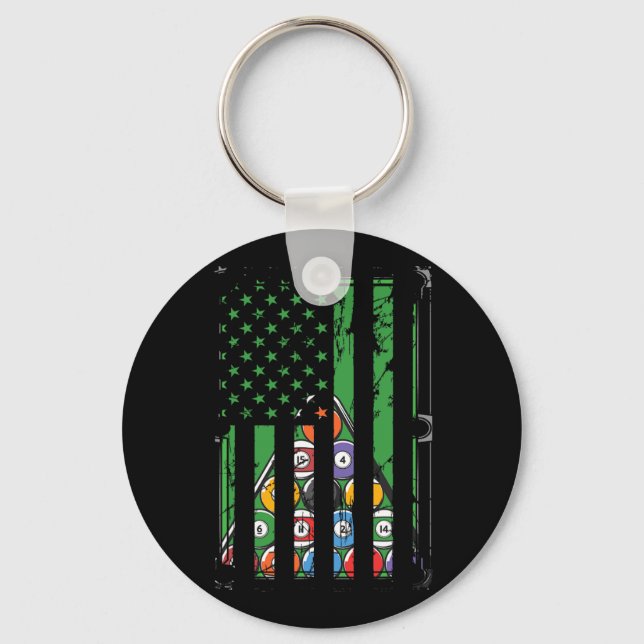 Billiard Rack USA American Flagga Billiards Player Nyckelring (Framsida)